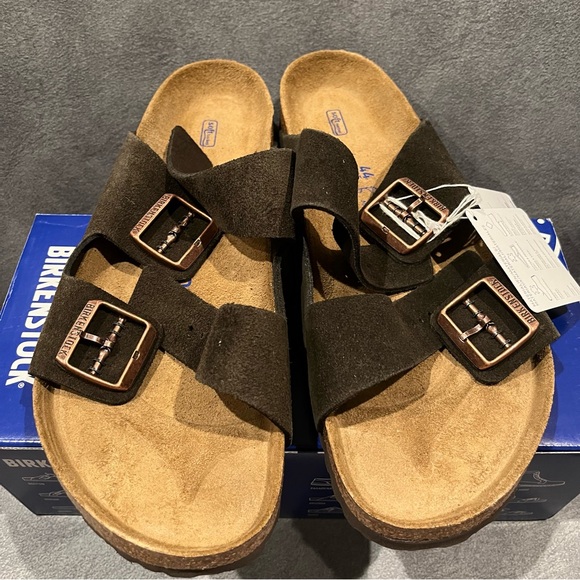 Birkenstock Arizona Men’s Sandals Soft Footbed Mocha Suede Leather Size 11 US - Picture 4 of 14